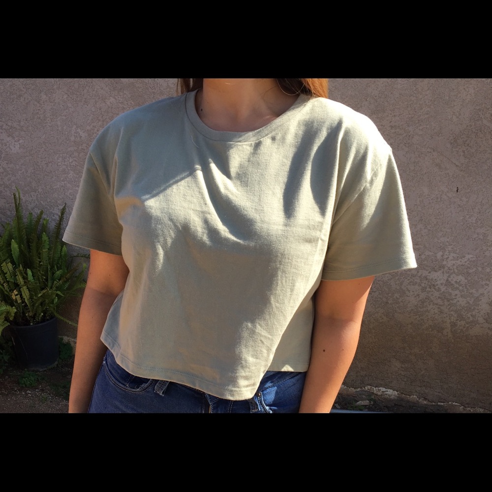 Smoke green crop top